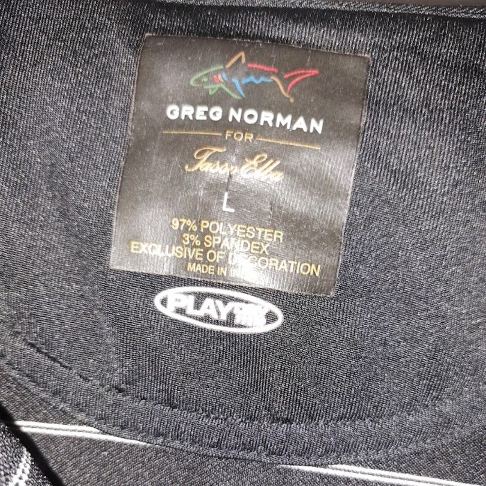 Greg Norman Black Striped Short Sleeve Golf Polo Shirt Sz Large